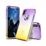 Wholesale iPhone X (Ten) Two Tone Color Hybrid Case (Purple Gold)